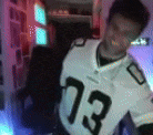 a blurry picture of a man wearing a jersey with the number 73 on it