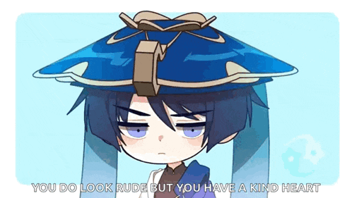 a cartoon of a boy wearing a blue hat that says you do look rude but you have a kind heart .