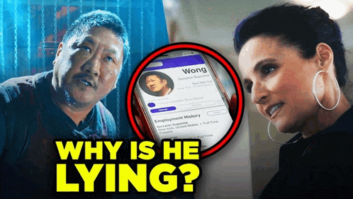 a man and a woman are standing next to each other next to a phone with wong on it .