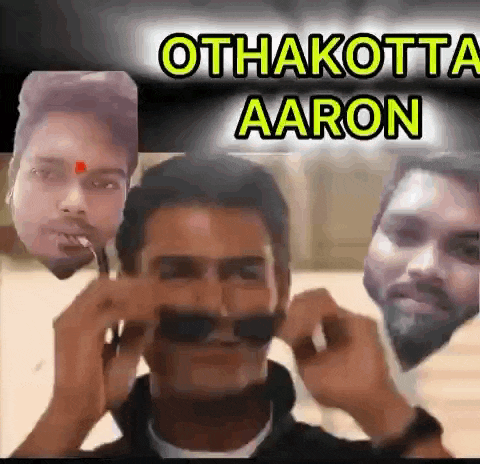 a man with a mustache is wearing sunglasses and the name aaron is on the bottom of the picture