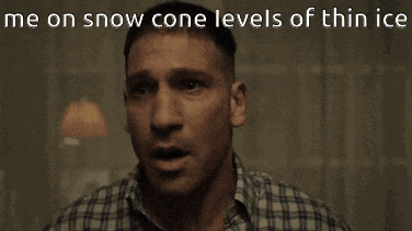 a man in a plaid shirt is crying with the words me on snow cone levels of thin ice