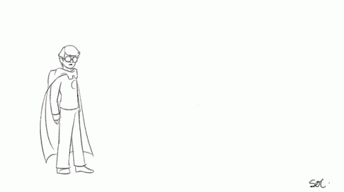 a drawing of a man in a cape holding a sword