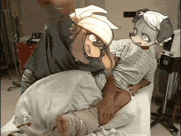 a cartoon of a person in a hospital bed with a wrestlemania logo on the bottom