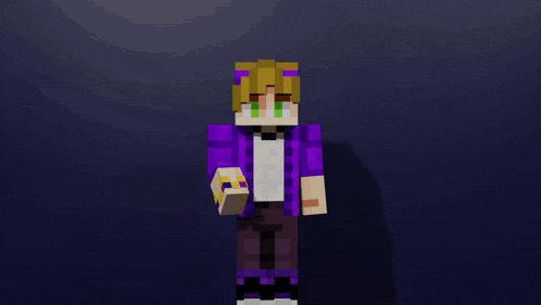 a minecraft character with a purple jacket and purple pants