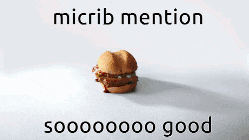 a picture of a mcdonald 's hamburger with a caption that says microb mention
