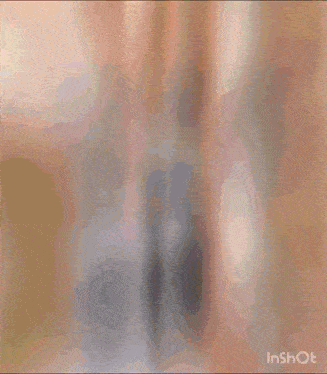 a blurred image of a person 's face with the word inshot at the bottom