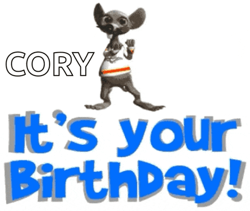 a cory it 's your birthday sticker with a cartoon dog