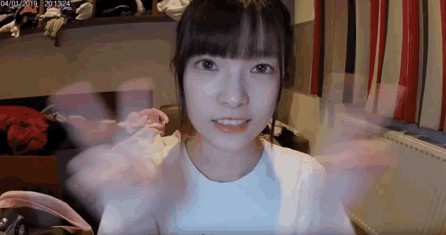 a girl 's face is shown with the date 04/01/2019 at the top