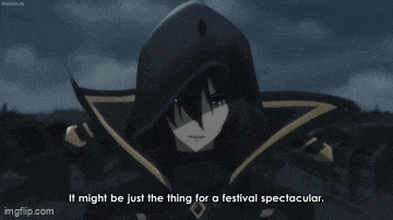 a person in a hood is holding a sword in their hand in a black and white anime scene .