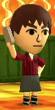 a cartoon character is standing in a room holding a brush in his hand .
