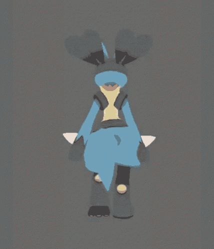 a 3d model of a pokemon standing on a grey background .