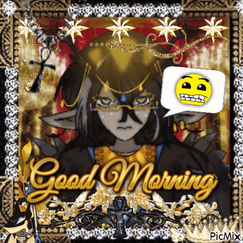 a picture of a man with a speech bubble that says " good morning "