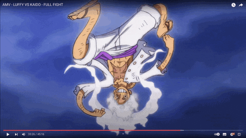 a video of luffy vs kaido full fight is playing