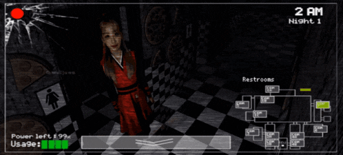 a screenshot of a video game shows a girl in a red dress