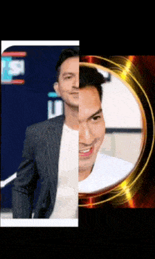 a picture of a man in a suit and a picture of a man smiling
