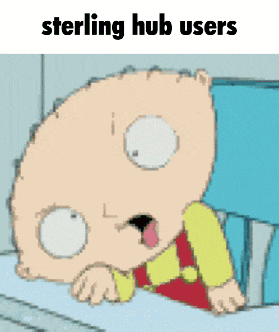 a picture of a cartoon character with the words sterling hub users above him