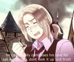 a man with a ponytail says he canonically confesses his love for rat in his clip