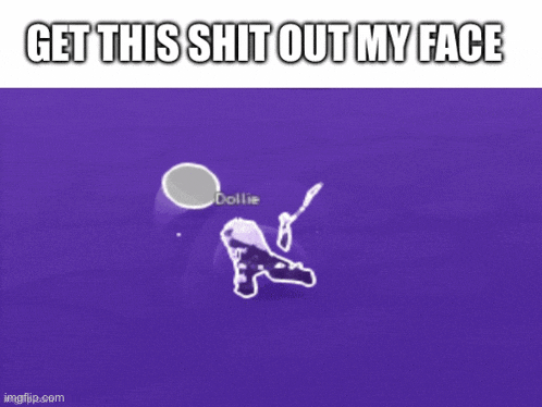 a purple background with the words get this shit out my face on top