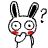 a cartoon rabbit with a question mark on its head .