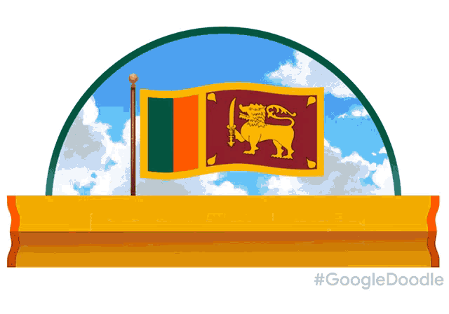 a drawing of a flag with a lion and sword on it