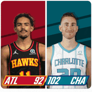two basketball players one from the hawks and one from the charlotte hornets