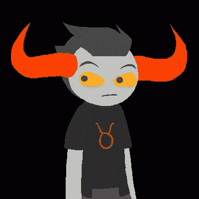 a pixel art drawing of a bull with orange horns