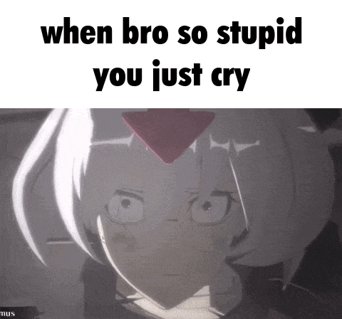 a picture of a girl with the words when bro so stupid you just cry written on it