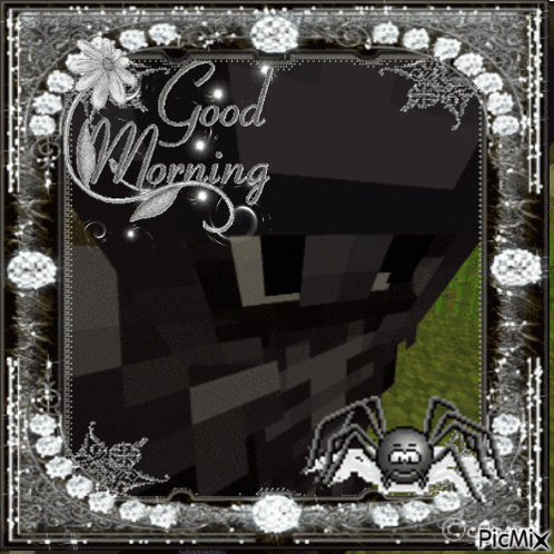 a picture of a spider with the words good morning on it