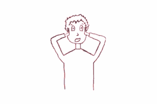 a person is drawing a cartoon of a man covering his ears with a marker .
