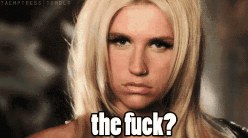 a woman with blonde hair is asking the question the fuck