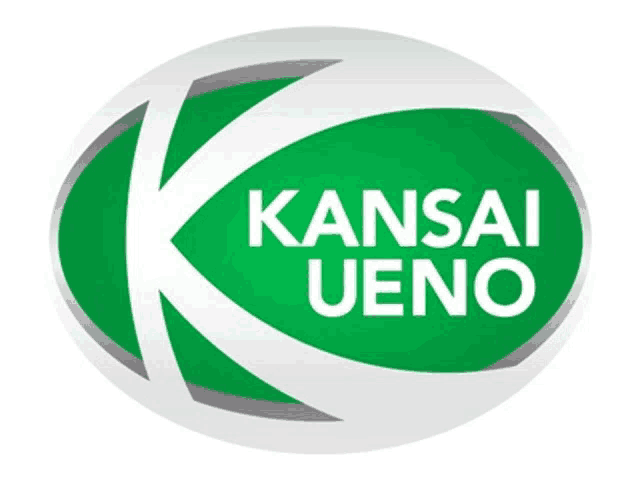 a green and white oval with kansai ueno on it