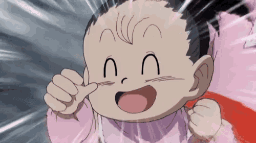 a cartoon baby is giving a thumbs up and smiling .