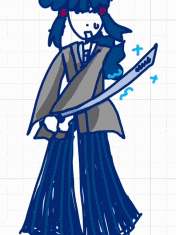 a drawing of a person holding a sword with the number 12 on the bottom right