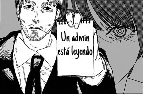 a black and white drawing of a man holding a note that says un admin esta leyendo