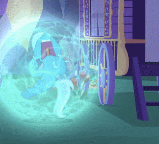 a cartoon drawing of a horse and carriage with a purple background