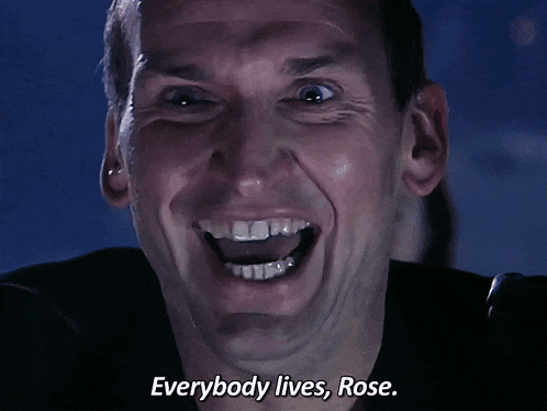 a man says everybody lives rose in front of a blue background