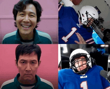 a collage of four pictures of a football player with the number 1 on his shirt