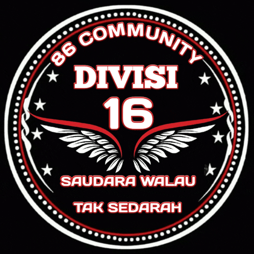 a logo that says 86 community divisi 16 saudara walau tak sedarah