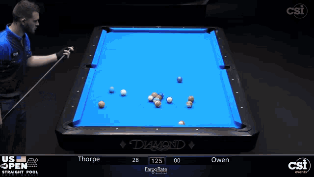 a pool table with a blue cloth that says diamond