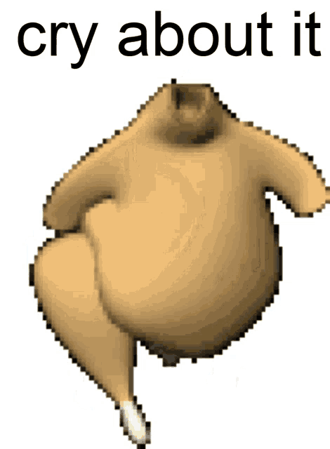 a picture of a chicken with the words cry about it underneath it
