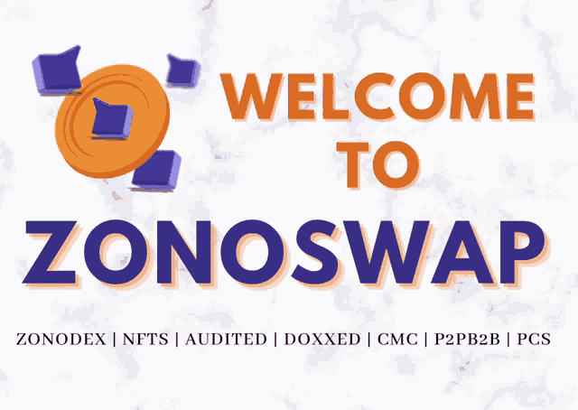 a sign that says welcome to zonoswap with a coin in the background