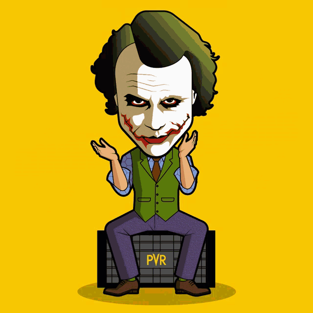 a joker sitting on a box with the words congratulations behind him