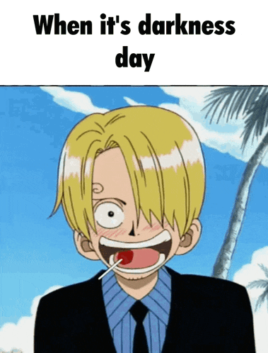 a cartoon of a man with a lollipop in his mouth and the words " when it 's darkness day " below him