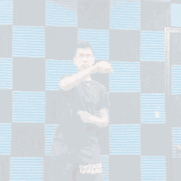 a man wearing shorts that say engage apparel is dancing