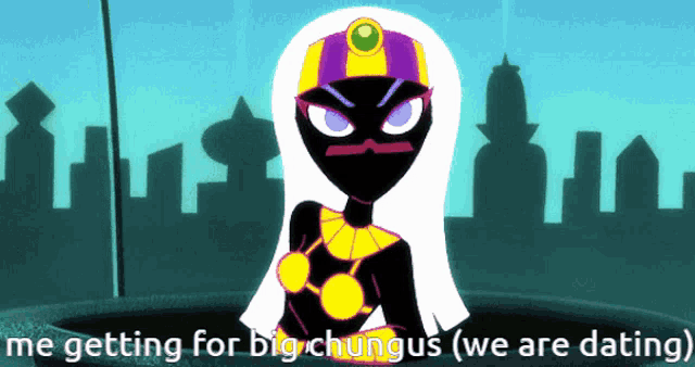 a cartoon character says " me getting for big chungus "
