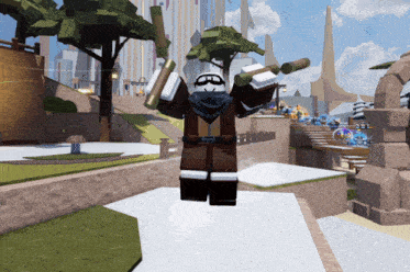 a roblox character is holding a wooden stick