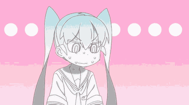 a drawing of a girl with pigtails making a face