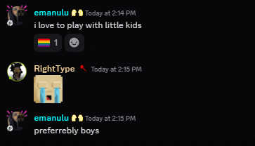 a screenshot of a conversation between emanuelu and right type