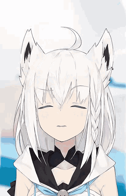 a girl with white hair and green eyes has a red x on her forehead