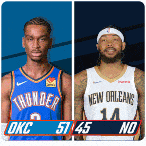 two basketball players from the okc and new orleans teams